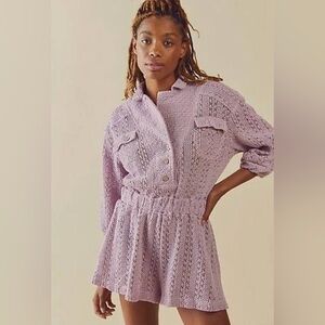 Free People Beach Ryan Knit Romper in Lilac, Size Large